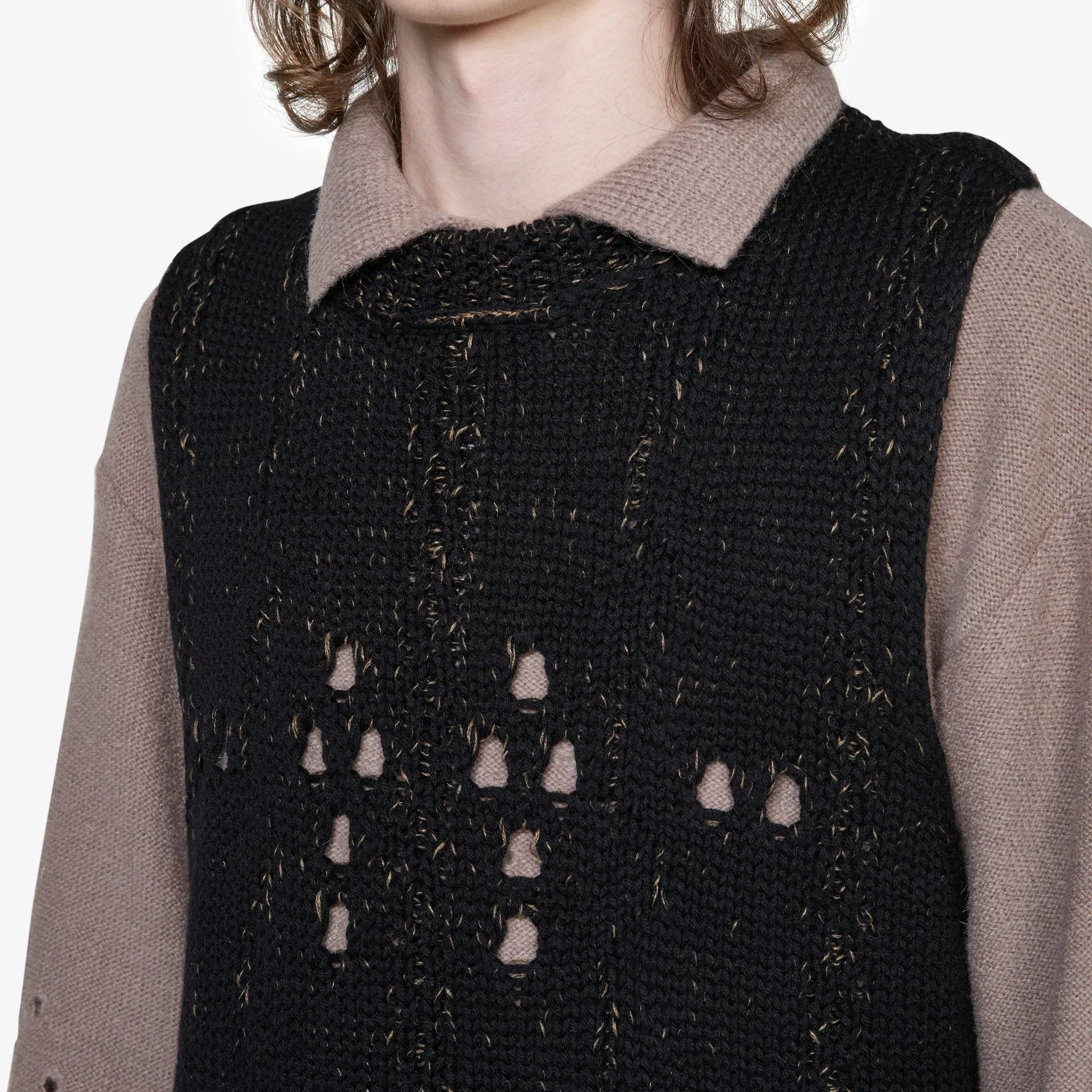 Cable Roundneck Vest Black