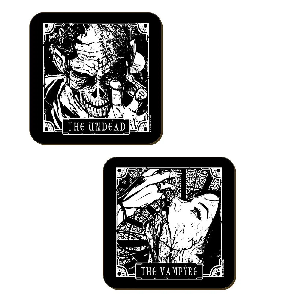 Deadly Tarot The Slayer, The Werewolf, The Undead & The Vampyre 4 Piece Coaster Set