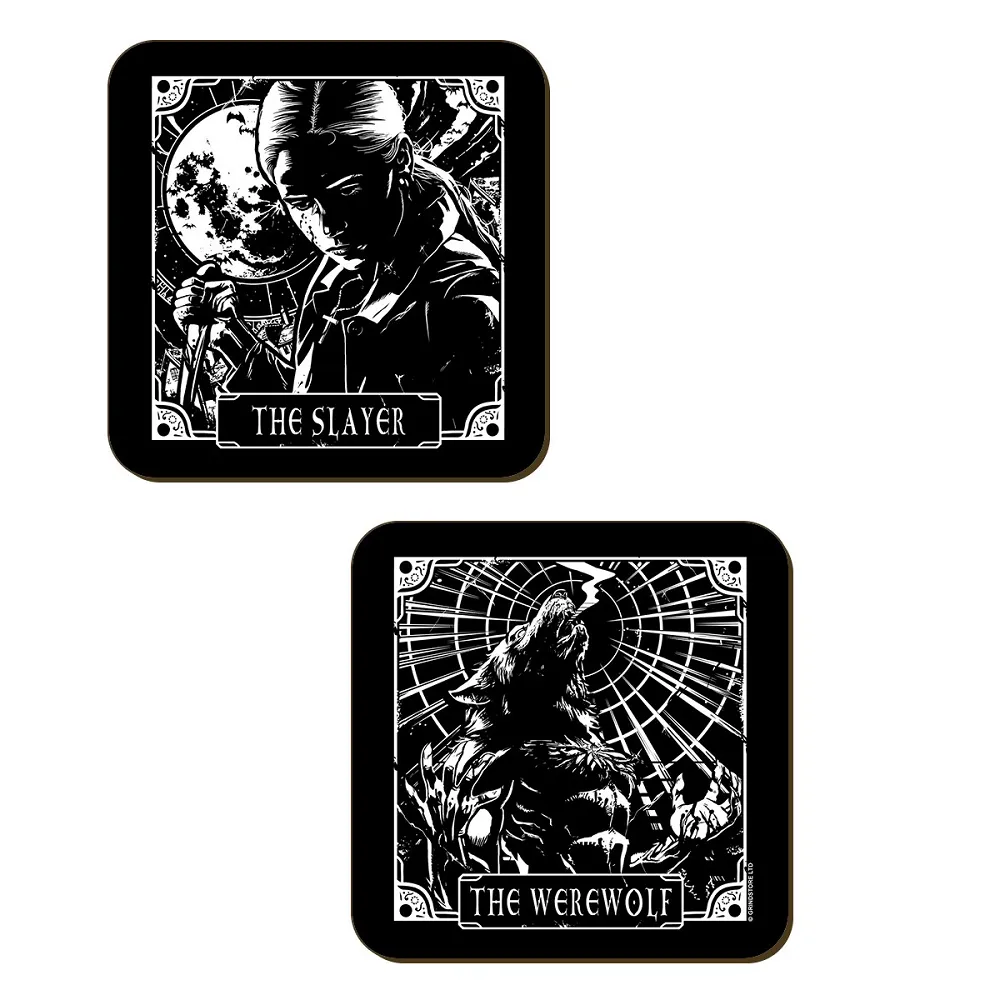 Deadly Tarot The Slayer, The Werewolf, The Undead & The Vampyre 4 Piece Coaster Set