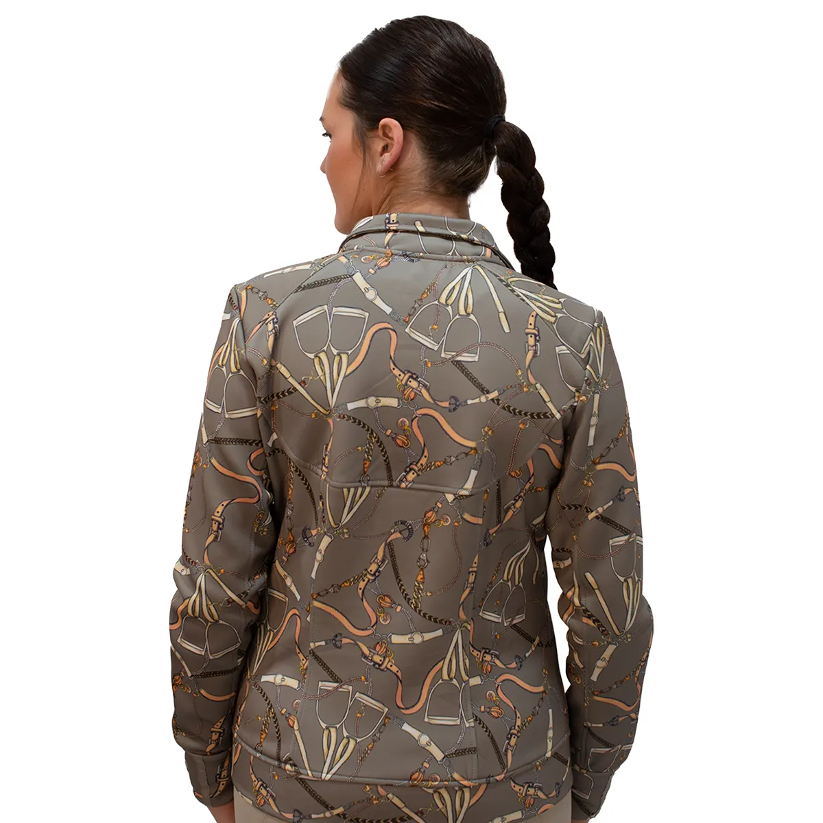 Kastel Long Sleeve Full Zip Taupe Belt Print Scuba Jacket