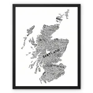 Mapped Out Monochrome Framed Canvas