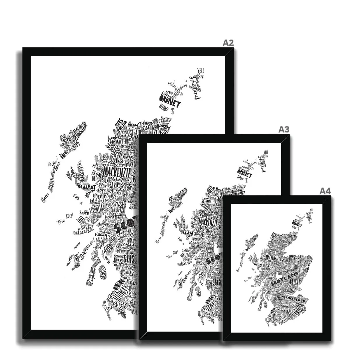 Mapped Out Monochrome Framed Print