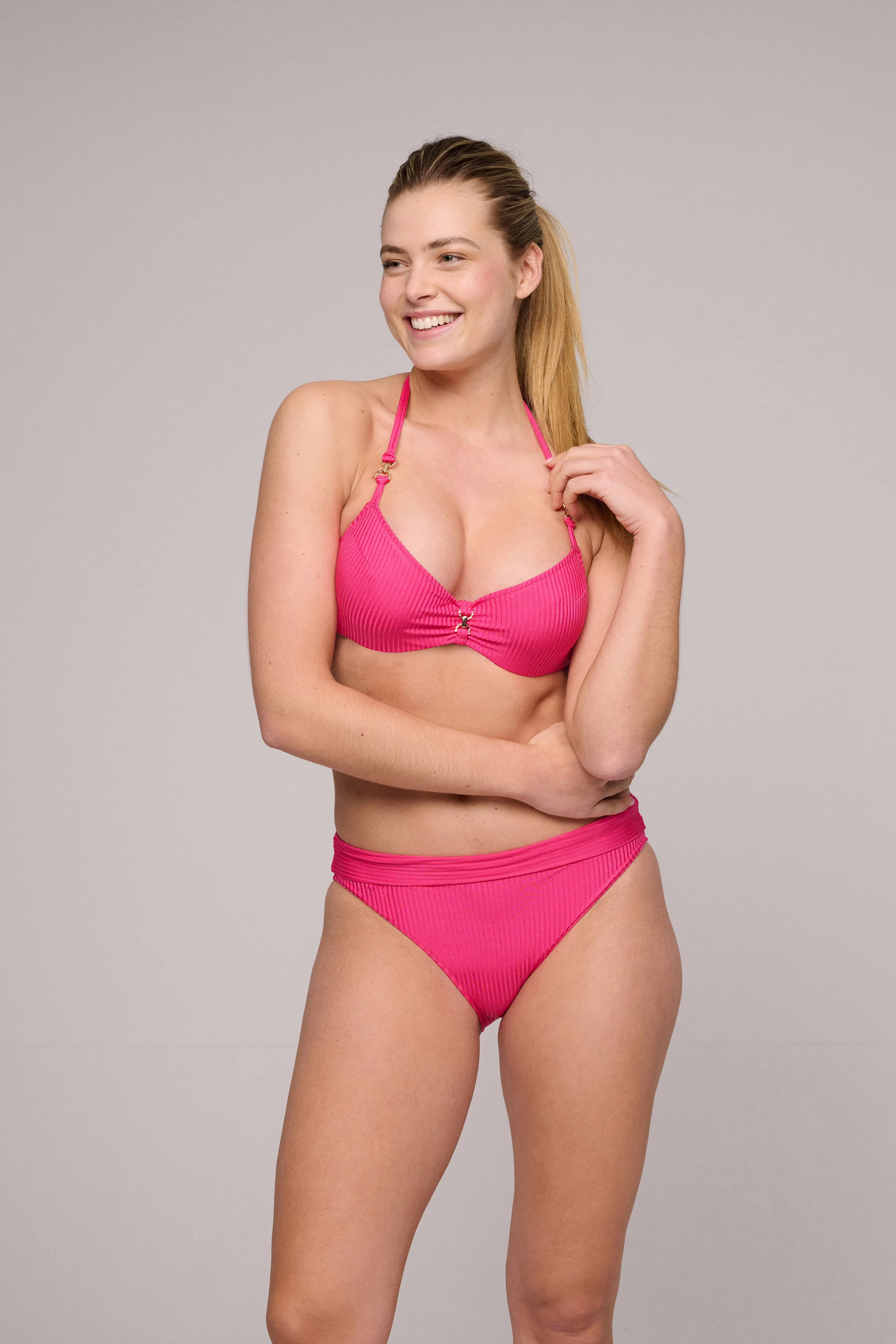 Marie Jo Swim - Emly Bikini Fold Briefs in Blk & Dragon Fruit