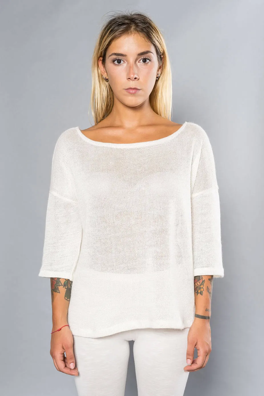 Prasarita Nettle Knitted Sweater - 3/4 Sleeve