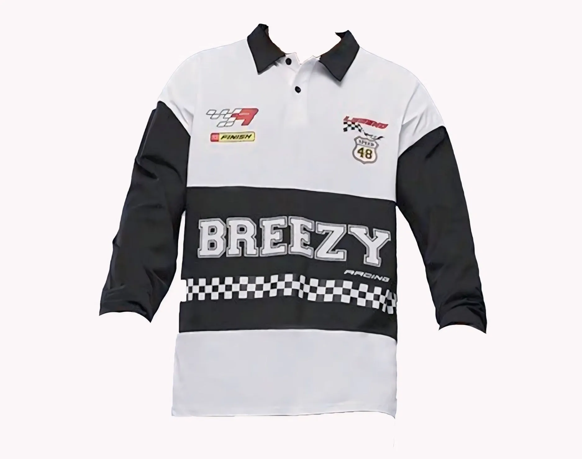 Racing EMRG Men's Casual Color Block Full Sleeves Polo T-Shirt