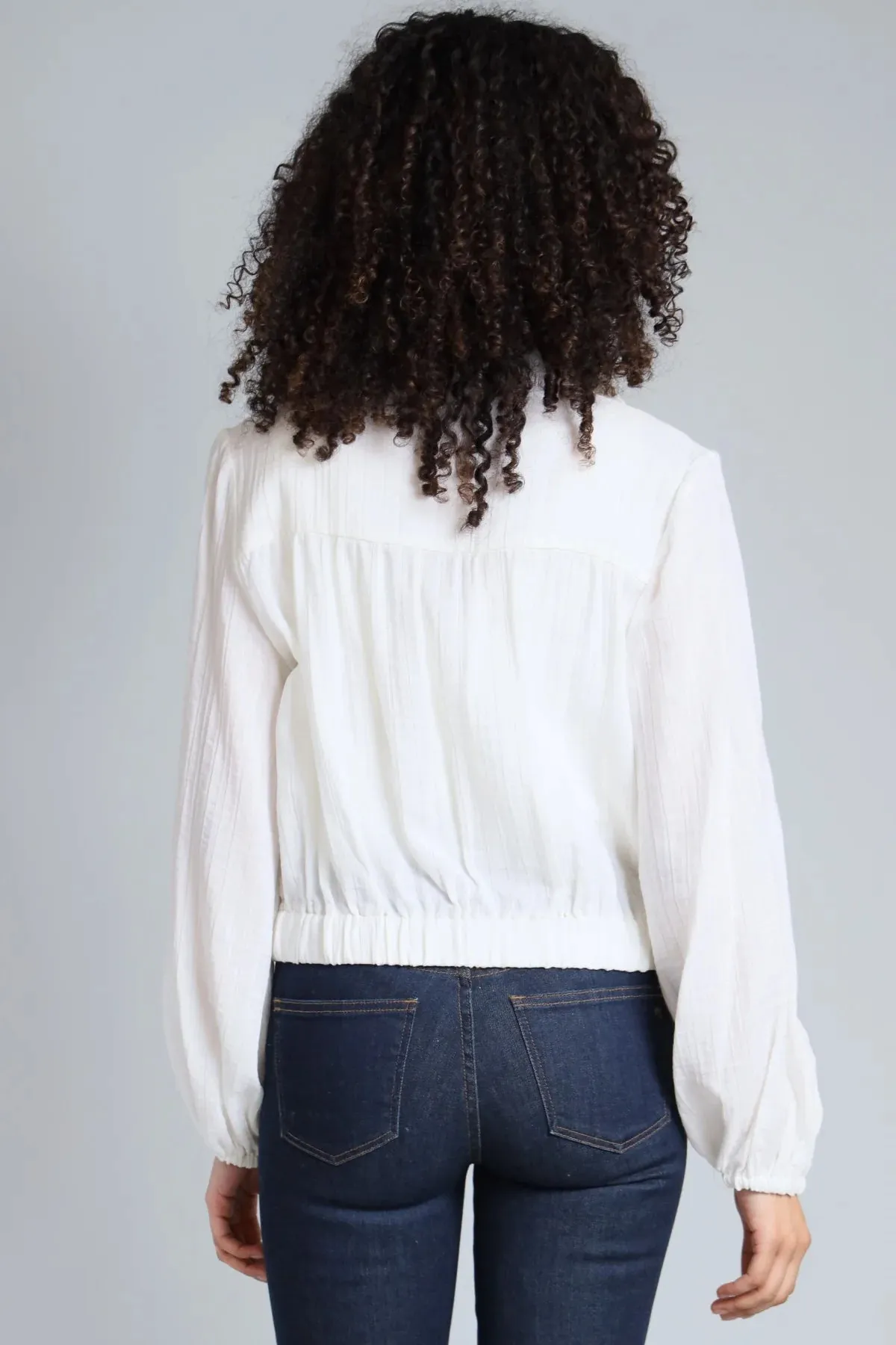 Shadow Stripe Zip Front Bomber