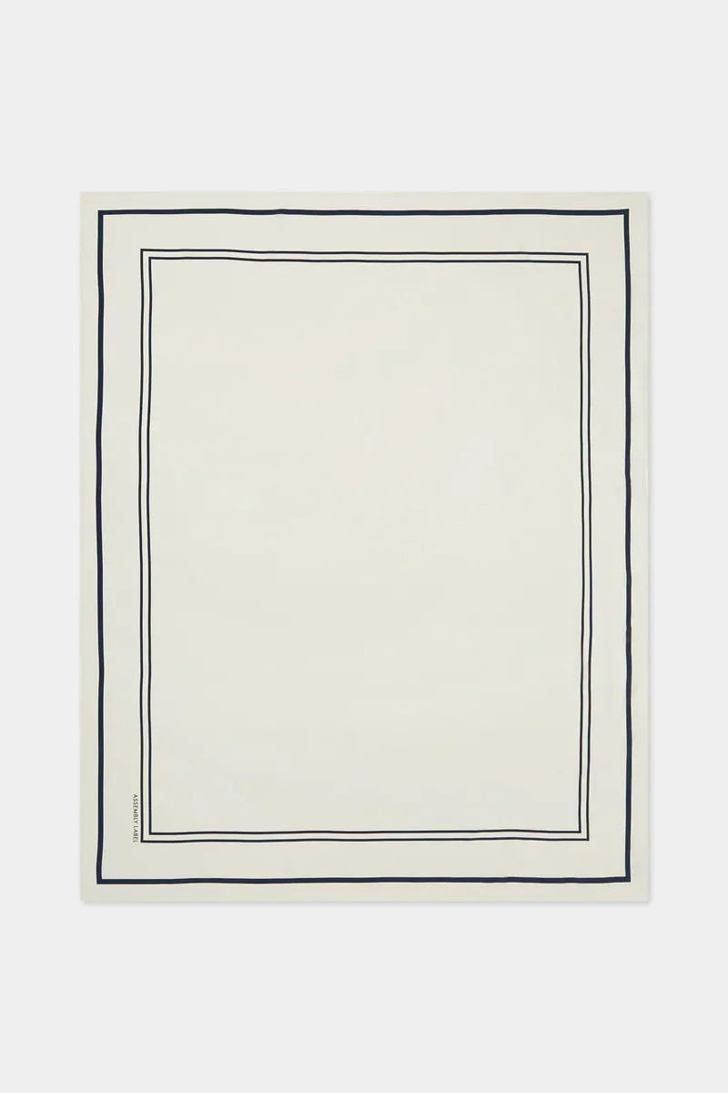 SILK BORDER SARONG | CREAM/TRUE NAVY