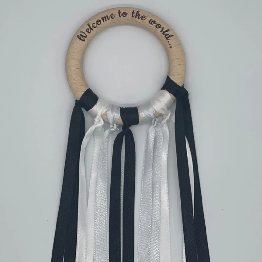 'Welcome to the World' Monochrome Sensory Ribbon Ring