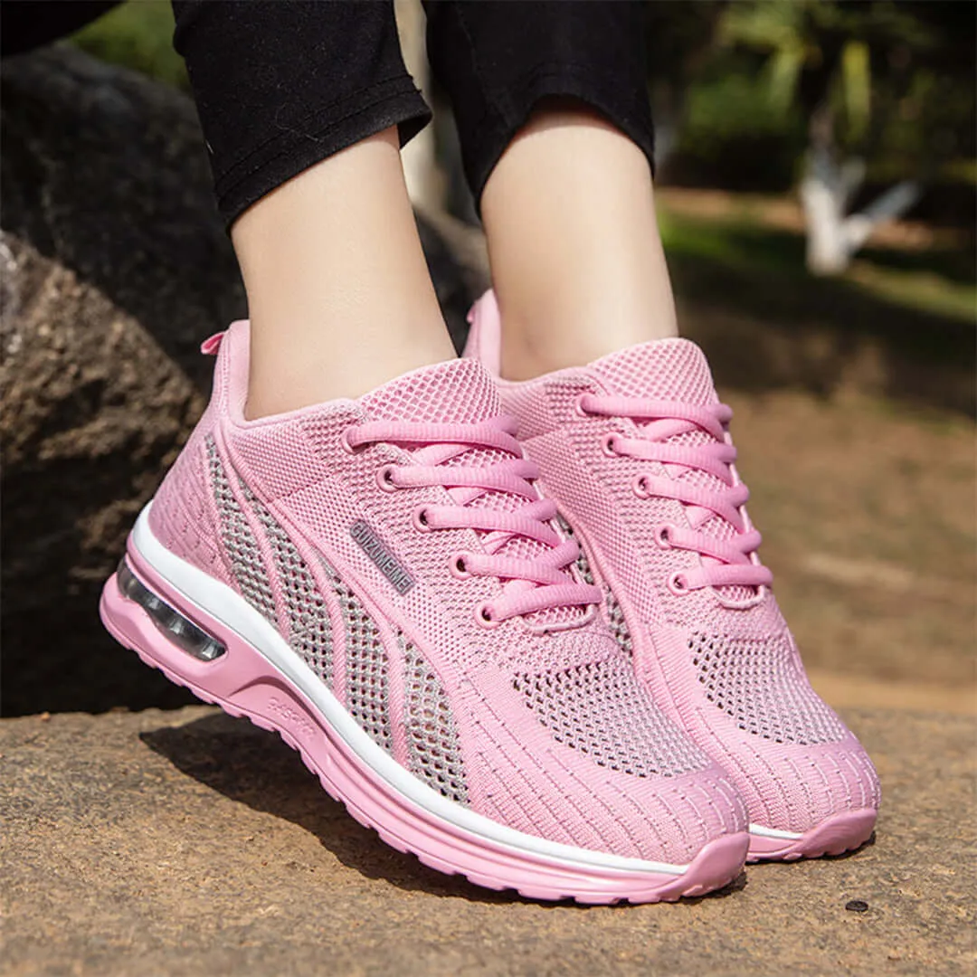 Women's Breathable Mesh Lace-Up Sneakers with Cushioned Sole